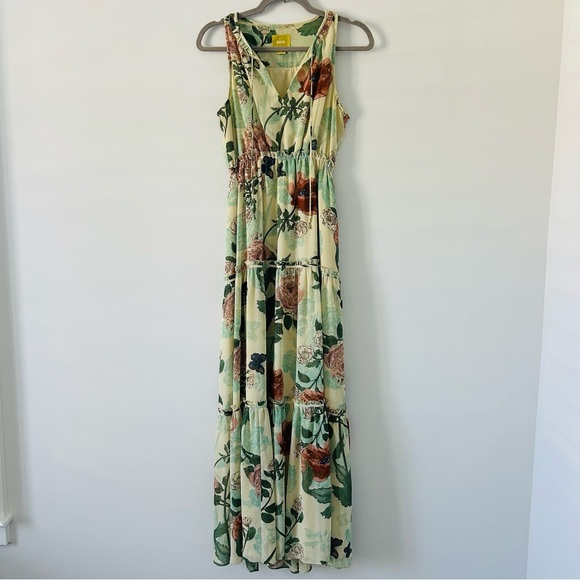 Anthropologie Dresses & Skirts - Anthropologie Maeve Maravilla Beige Blue Floral Tiered Sleeveless Maxi Dress 2